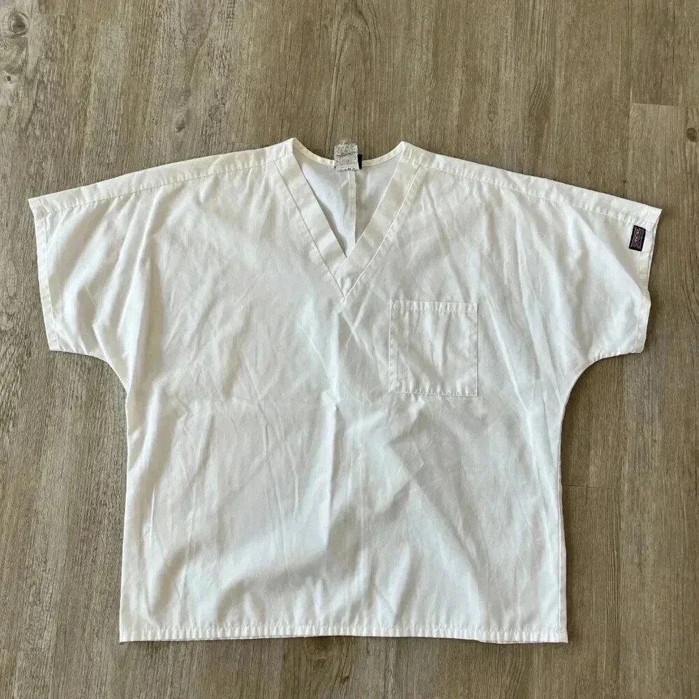 Unisex Bundle of 2 Cherokee White Scrub Tops - L - Picture 2 of 11